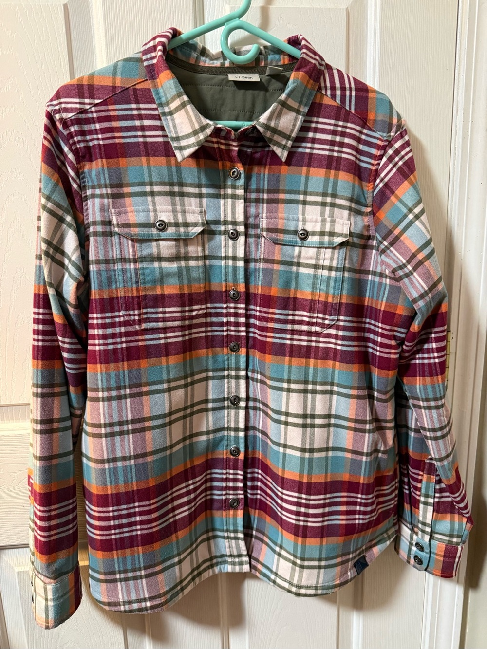L.L.Bean PrimaLoft Lined Plaid Flannel Shirt Jacket Shacket Sz L Cabincore